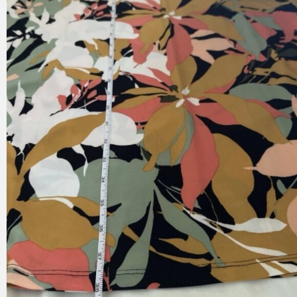 Anne Klein Coral Multi Color Flutter Sleeve Tropical Flower Dress - Picture 13 of 16